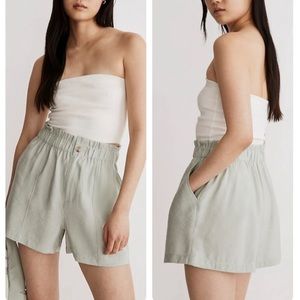 Madewell Pull In Paper Bag Shorts in Softdrape Sage Mist Green Medium NWT